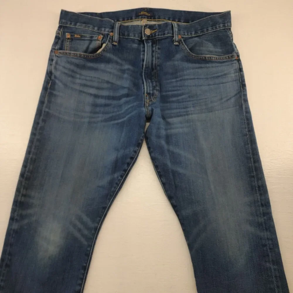 Polo Ralph Lauren 36x30 | Varick Slim Straight Leg Jeans Medium‎ Wash Distressed